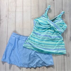 Light Blue Swimwear tankini skirt set